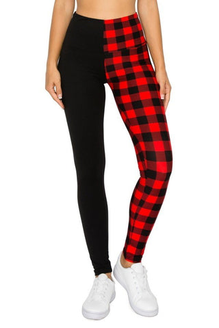Red checkered leggings