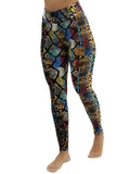 Multicolored snake skin print leggings