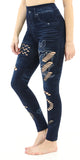 Blue Jeggings with butterflies and rips