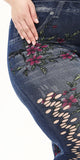 Plus size Blue ripped jeggings with flowers