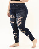 Blue Jeggings with butterflies and rips