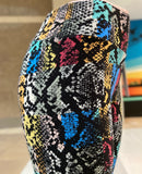 Multicolored snake skin print leggings