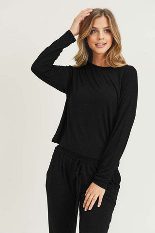 Women’s lounging dropped shoulder long sleeve top