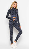 Camo cropped zip up jacket / active leggings