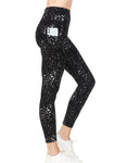 Black/grey leopard a tie leggings with pockets