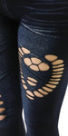 Plus size Heart shaped black ripped jeggings