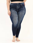 Plain blue high waisted jeggings