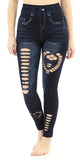 Plus size Heart shaped black ripped jeggings