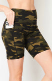 Camo structured pocket biker shorts